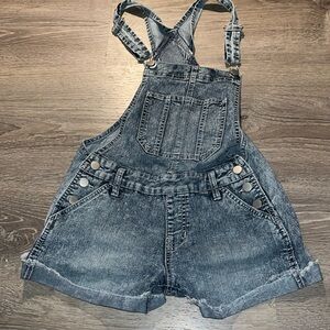 NOBO Y2K Juniors Stonewashed Short Overall Shorts Denim Blue